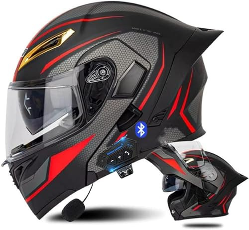 ZHANGXIO Casco Bluetooth Integrale, Casco modulare da Moto con Doppia Visiera per Adulti, Uomo e Donna, Design Leggero con Ventilazione, Certificato ECE