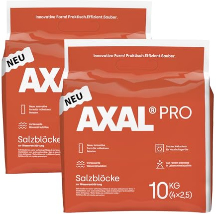 Axal Pro AG-Heute K+S Siedesalz Block 8 x 2,5 kg für Wasserenthärtungsanlagen | Weiches Wasser Blöcke 20 kg Regeneriersalz