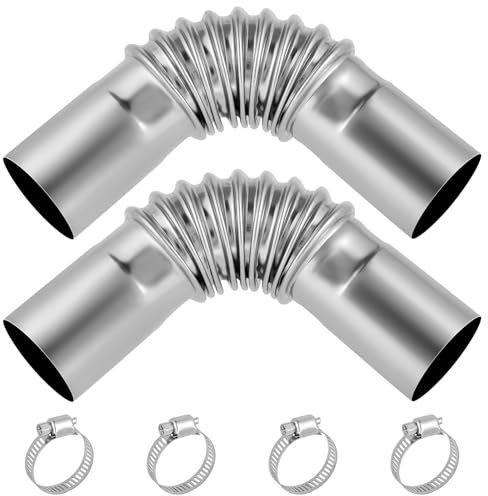 URAQT 2PCS Parking Heater Exhaust Pipe, Diesel Heater Exhaust Pipe, Stainless Steel Exhaust Pipe, Air Heater Exhaust Pipe,With 4 Stainless Steel Clips Car Air Exhaust Pipe Diesel Gas Vent Hose(13cm)