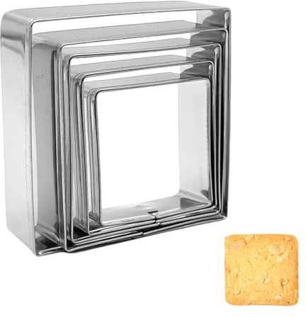 Lot de 5 emporte-pièces carrés en acier inoxydable pour biscuits et pâtisseries | Emporte-pièce professionnel pour fondant, gâteau, pâte et artisanat | Durable, résistant à la rouille et facile à