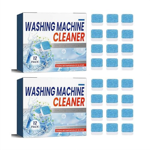 Limpiador de lavadora, descalcificador – Paquete de 24 pastillas de limpieza de lavadoras compatibles con todas las lavadoras – Suministro a granel de 1 año