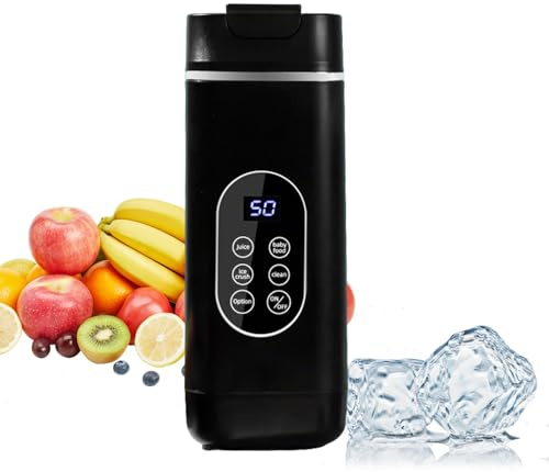Portable Blender, 420ml Smoothie & Shake Maker, Cordless Personal Blender with 12 Blades & 4 Speed Adjustable, Ice Crush, Ice Storage,USB Rechargeable Mini Mixer with Handle for Travel,Office (Black)