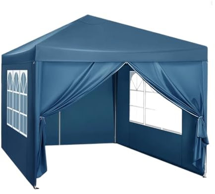 CQJJXKYC Cochera Exterior Toldo Plegable de 3 x 3 m para jardín, Tienda de campaña, Impermeable, protección Solar UV, con Bolsa de Transporte, Parasol y Refugio. Cocheras(Blue)