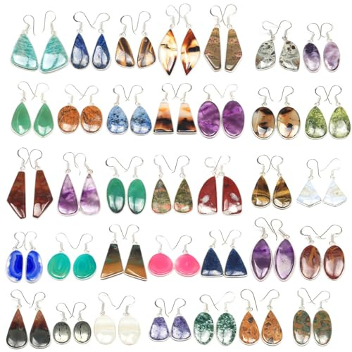 Silver Carats Gemstone Earrings Set for Women | Drop & Dangle Earrings | Assorted Stone Jewellery Set | Lightweight Fashion Earrings for Daily & Party Wear (5 Pairs)