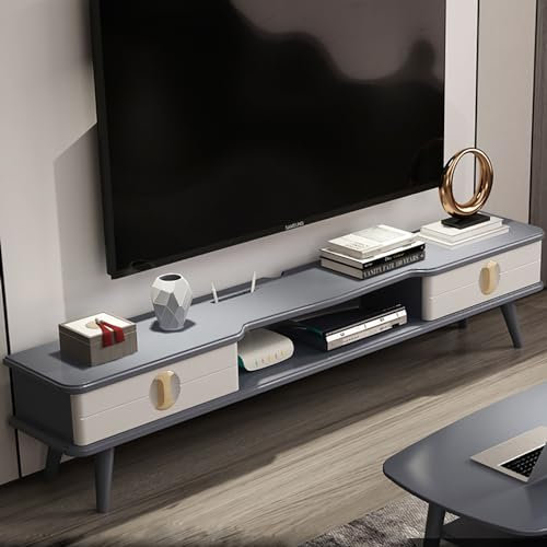 Mobile Porta TV in Legno - Centro di intrattenimento da 130 cm con Contenitore - Elegante consolle TV Grigia per contenuti multimediali, mobili per Soggiorno, Design Moderno, soluzioni Salva