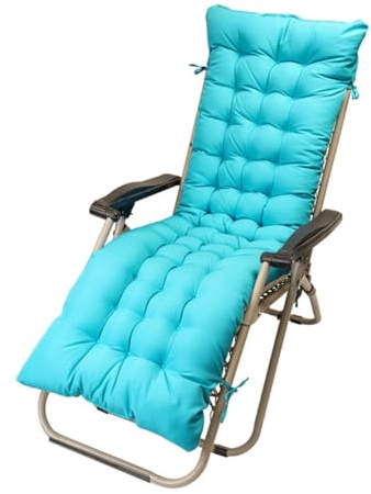 Highdi Cojine para Tumbona de Jardín, Cojín Reclinable Colchoneta Tumbona, Antideslizante, Grueso, Muy Cómodo Cojines para Silla de Jardín Exterior, Terraza, Balcón (Azul Claro,170x53x8cm)