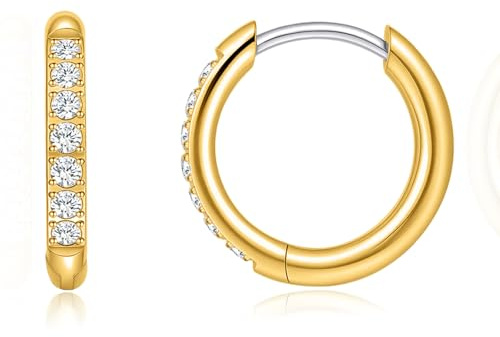 Limerencia F136 Titan Creolen Ohrringe | 6-12 mm Kleine Zirkonia Huggie Creolen, Medizinisch Ohrringe, Knorpel Piercing für Empfindliche Ohren von Frauen