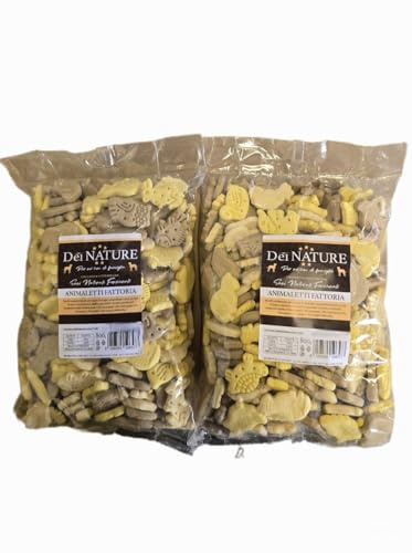 Dei Nature Biscotti per Cani Animaletti Fattoria,2 Confezioni da 800g, Snack per Cani-Premio per cani