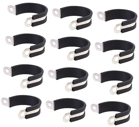 EXCEART 12 Pezzi Clip Fermacavi Tipo R in Acciaio Inossidabile, Nero, per Gestione Cavi e Fissaggio Rapido in Casa e Industria