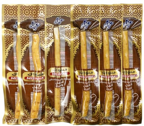 6 spazzolini naturali Miswak Sticks Siwak per denti bianchi, gengive sane e alito fresco, cura orale tradizionale senza additivi, ideale per viaggi e uso quotidiano, colore lilla