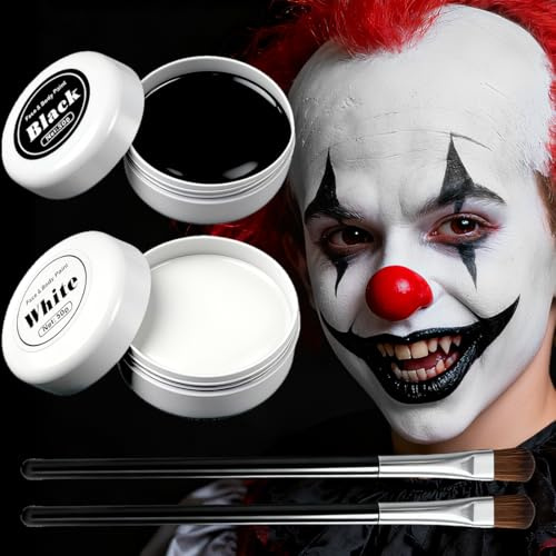 Maquillage Halloween Visage Noir et Blanc, 100g Halloween Palette De Maquillage, Kit Maquillage Halloween Enfant Adulte Peinture Corporelle,Pour Le Visage, Pour Halloween,Carnaval, Soirées a Thème