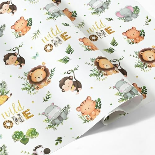 WERNNSAI Grasland Tier Geschenkpapier – 6 Bögen Geschenkpapier 50 x 70 cm | Safari Geburtstagsgeschenk mit Dschungeltier für Geburten Geburtstagsparty Babypartys Junge Mädchen Kinder