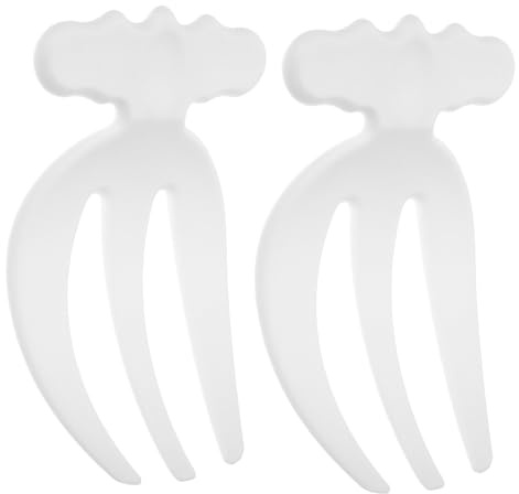 MOTHNUR Pinzas para Ensalada De Plástico Blanco 2 Piezas, Tenedor Mezclador De Tres Puntas, Utensilios para Servir y Remover Ensaladas, Uso Doméstico En Cocina
