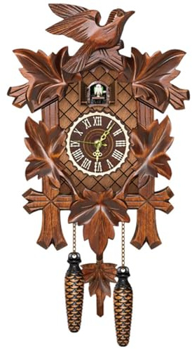 Licsaliwe Orologio per cucù con pendolo, orologio da parete coo in legno COO con modalità notturna, arredamento a pendolo per uccelli per la casa.