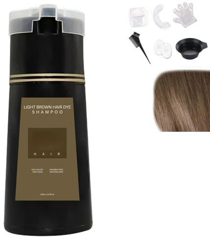 Générique Shampoing colorant noir, shampoing colorant instantané 3 en 1 pour hommes et femmes, Light brown