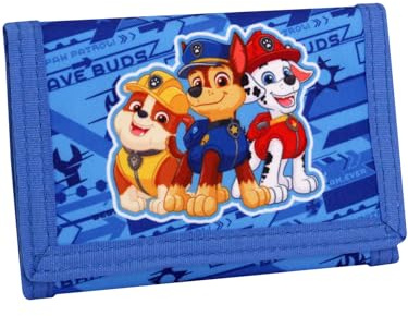 Paw Patrol Wallet for Boys – Trifold Card Holder Kids Wallets with Zipper Pouch with Chase, Marshall & Rubble – Fun Toddler Accessory and Gift