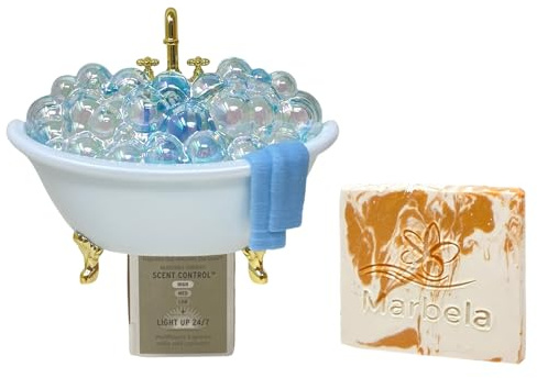 Bath & Body Works Bubble Bath Scent Control Nightlight Wallflowers Fragrance Plug with a Peach Gardenia Sample Soap