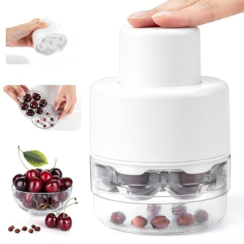 Cherry Pitter and Olive Pitter Tool, Push Type Cherry Corer Multiple, Kitchen Cherry Jam 7 Holes Multi Cherry Stoner Remove for Multiple Cherries Seed Remover(White)
