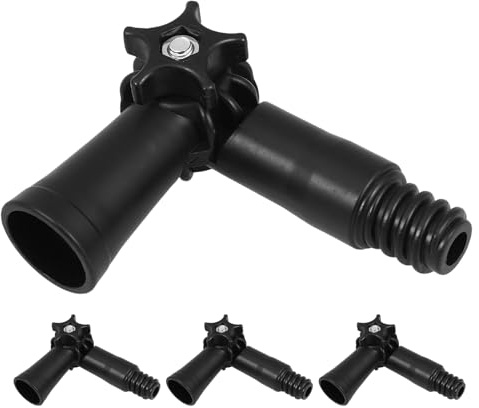 DOITOOL Adaptateur Fileté pour Manche à Balai 4 Pcs Noir, Articulation Rotative Réglable, Compatible Perche Télescopique, Accessoire Polyvalent pour Nettoyage Intérieur et Extérieur