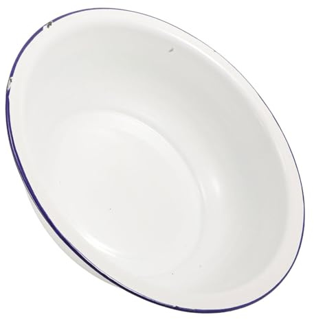 Lurrose Lavabo para Lavar Pies Esmaltado Vintage 32 Cm Cuenco Claro de Esmalte Resistente Tazón Multifuncional para Remojar Pies y Cuidado Personal y Spa