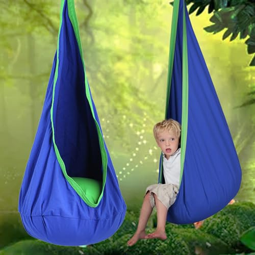 Silla Hamaca Infantil en Casa - de Tela Paracaídas de 120 cm, Asiento Colgante para Interior y Exterior | Cómodo y Duradero para Dormitorio, Jardín, Patio, Sala