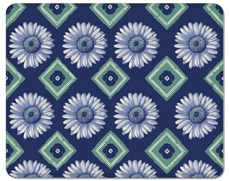 Alfombrilla Ratón con Bordes Cosidos, Mouse Pad con Motivos 15 x 20 cm, Base Antideslizante y Superficie Impermeable, Seguimiento Preciso para Ratón Óptico, Láser y Gaming - Verde & Flor XS#326
