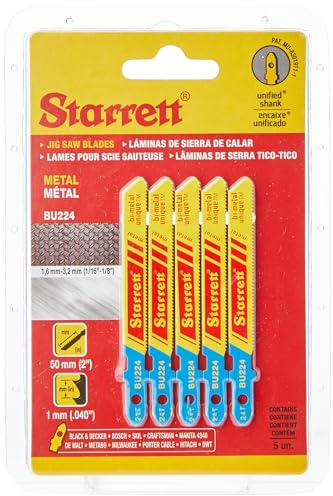 Starrett Jigsaw Blades Set - 5 Pack Saw Blade for Metal Cutting - BU224-5 - Packaging May Vary