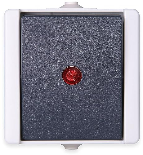 Kopp 541656003 Pro AQA Aufputz-Feuchtraum Schalterprogramm Kontrollschalter (Aus- und Wechselschalter) beleuchtet