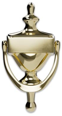 Hillman 852393 Bright Door Knocker, Brass Without Viewer, 7 Inches