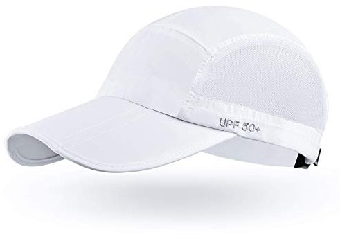 ELLEWIN Unisex basebollkeps UPF 50 ostrukturerad hatt med vikbar lång stor skärm, Vit-ingen logotyp-l, M/L