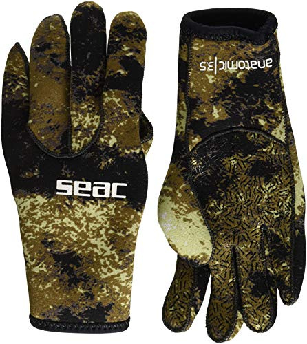 SEAC Anatomic Camo Gloves, Guantes De Neopreno 3,5 Mm para La Pesca Subacuática Y Apnea En Color De Camuflaje, XL, Marrón