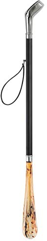 DELFA Design Schuhanzieher Schuhlöffel 70 cm mit silbernem Golfschläger als Griff - schwarzer Holzschaft mit Schlaufe - die elegante Anziehhilfe