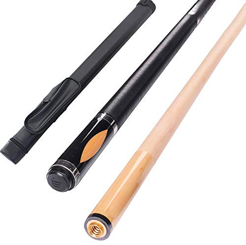 Pool Cue,58-Inch 18-21 Ounces Maple Pool Cue Stick Billiard Room Accessories,Grip Diameter 32.5mm,for Nine Ball/Black/Pole Bag