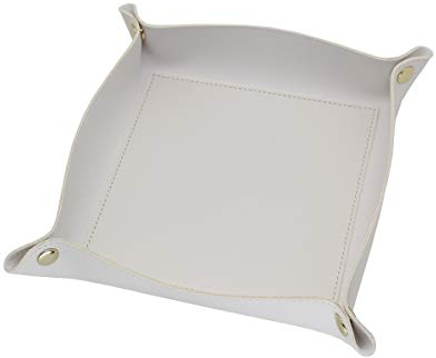 GUBEE PU Leder Taschenleerer, Leder Tablett,Valet Tray,Wasserdichtes und Leicht zu Reinigendes Tablett für Büro und Zuhause, Schreibtisch-Aufbewahrungsplatte für Key Coin Phone Jewelry Wallet (Weiß)