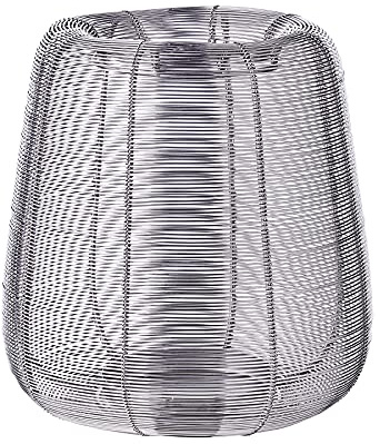 EDZARD Windlicht Kurt (H 24 cm), Gitterstruktur, Edelstahl vernickelt | Bauchige Form, oben nach innen gewölbt · filigranes Gitter wirft feine Linien an Wand und Decke · ohne Glas