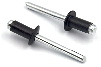 ISPINNER 100 rivetti ciechi in alluminio da 1/4 x 1/2, 6,4 x 12,7 mm, confezione da 100 (nero)