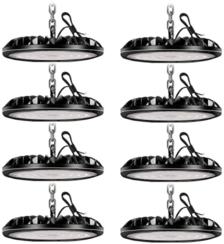 8 Pezzi 300W UFO Faretto LED 30000LM, Impermeabile IP65 Potente Alta Luce Della Baia, 6000K Bianco Freddo UFO Lampada da Officina, LED Industriale Interni per Fabbrica Magazzino