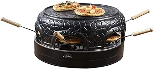 Bestron horno de pizza para 4 personas, pizzero para pizza pequeña (diámetro 10 cm), con cúpula de cerámica, aprox. 10 minutos de tiempo de cocción, 860 vatios, color: negro