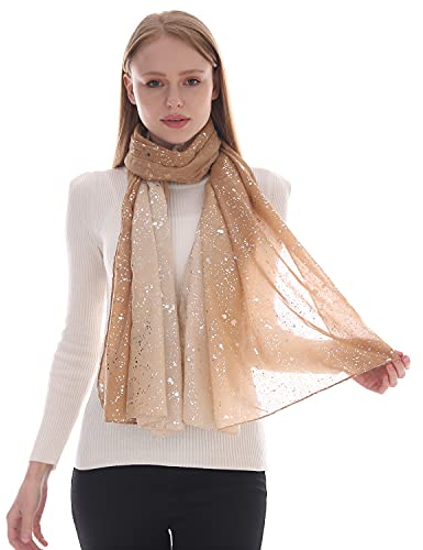 KAVINGKALY Schal für Frauen Dünner und Modischer Weicher TR-Schal für alle Jahreszeiten Wrap Long Elegant Shawl(Beige+Nude)