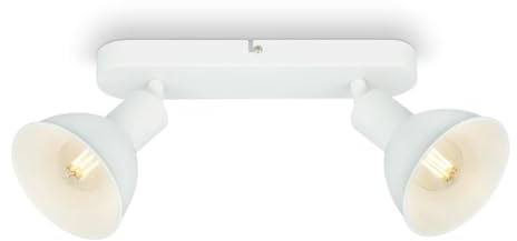 BRILONER – Lampe de plafond rétro, plafonnier rétro à 2 lampes, spots de plafond E14, réglables, blanc, 270 x 140 x 60 mm