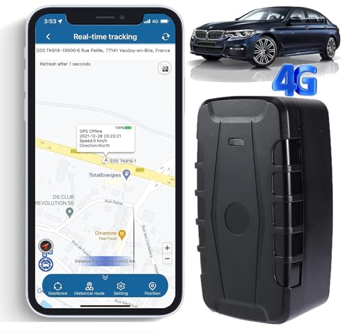 TKMARS 4G GPS Tracker Auto GPS Tracker Ohne ABO 20000mah,Standby-Zeit Von 240 Tagen mit Kostenloser App, Stark Magnetisch und Wasserdicht