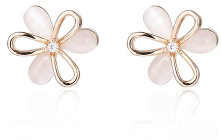 Oivzziy Clous d'oreilles pour Femme en Argent Sterling 925 et Plaqué Or, Boucles d'oreilles en Fleur D'opale