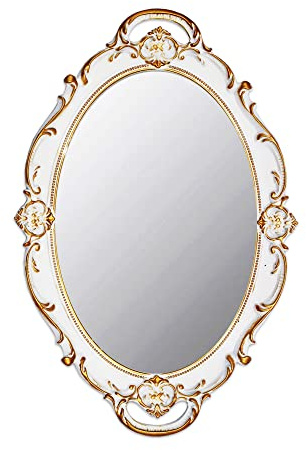 YCHMIR Vintage spegel liten väggspegel 36,8 x 25,4 cm oval vit