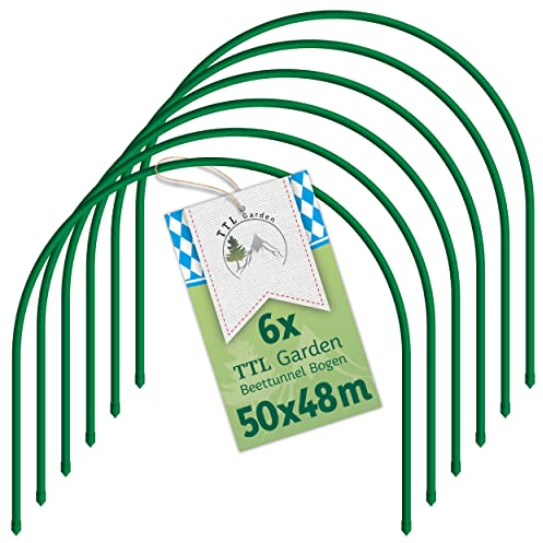 TTL Garden, 6 fogli a tunnel da 50 x 48 cm, in acciaio rivestito, larghezza 50 cm, arco rotondo per copertura, aiuola rialzata, aiuole per verdure, stabile, durevole e antiruggine