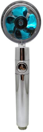 Shower Head Water Saving High Preassure Turbo Propeller Flow Showerhead with Fan Built-in Filter Rainfall Bathroom Accessor,Silvery