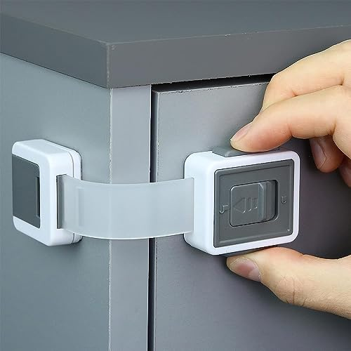 Voarge 6 Pack Child Safety Cupboard Locks, Baby Safety Fridge Lock Cupboard Lock,Adjustable Cupboard Locks for Kitchen Cupboards, for Cupboards, Fridge, Cabinets, Drawers, Dishwasher, Toilet