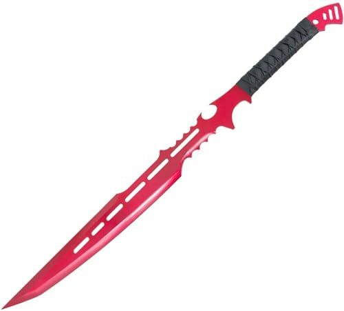 G8DS Bushcraft Messer Machete Rot Gürtel Messer Survival Messer scharfes Jagdmesser Überlebensmesser Outdoor Messer mit Scheide für Wandern Camping Garten