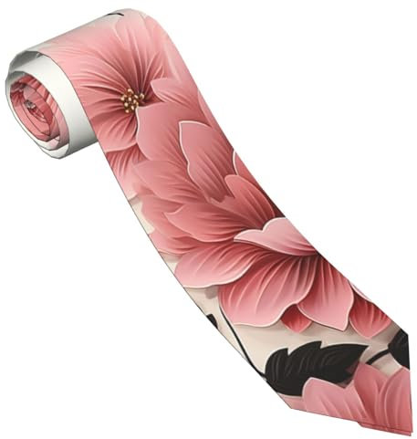 NONHAI Krawatten für Herren, klassische Seidenkrawatte, rosa Orchidee, schmale Krawatte für Herren, formelle Krawatte, Rosa Blumenmuster, EinheitsgröÃŸe