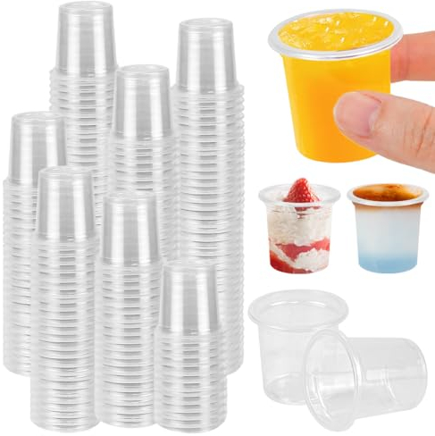 Kleemeiero 200 Pezzi Bicchieri in Plastica Trasparente 20ml per Dolci, Acqua, Bevande, Vino - Ideali per Compleanni