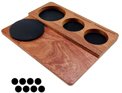 Domigard Wooden Espresso Tamping Station,Coffee Tamper Station,Anti-Slip Coffee Tamper Holder Coffee Portafilters Stand Base for Baristas, Coffee Shop,remium Quality Coffee Accessories,26x20cm